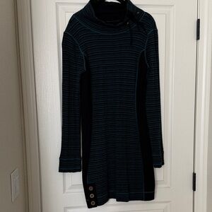 Prana Black and Teal Knit Dress